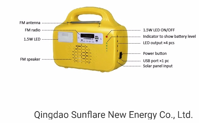 CE RoHS SGS Support 10W Portable Solar Panel System Home System with Mobile Phone Charger/MP3/FM Radio/3 LED Bulbs